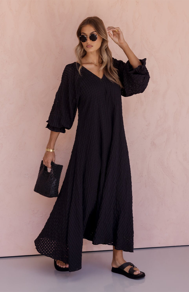 Madero Dress - Chequer Black