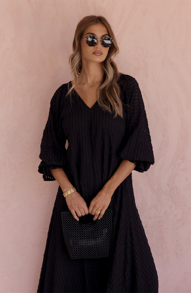 Madero Dress - Chequer Black