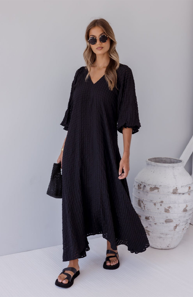 Madero Dress - Chequer Black