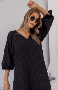 Madero Dress - Chequer Black