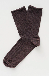 Glitter Lurex Socks - Chocolate Dark Brown