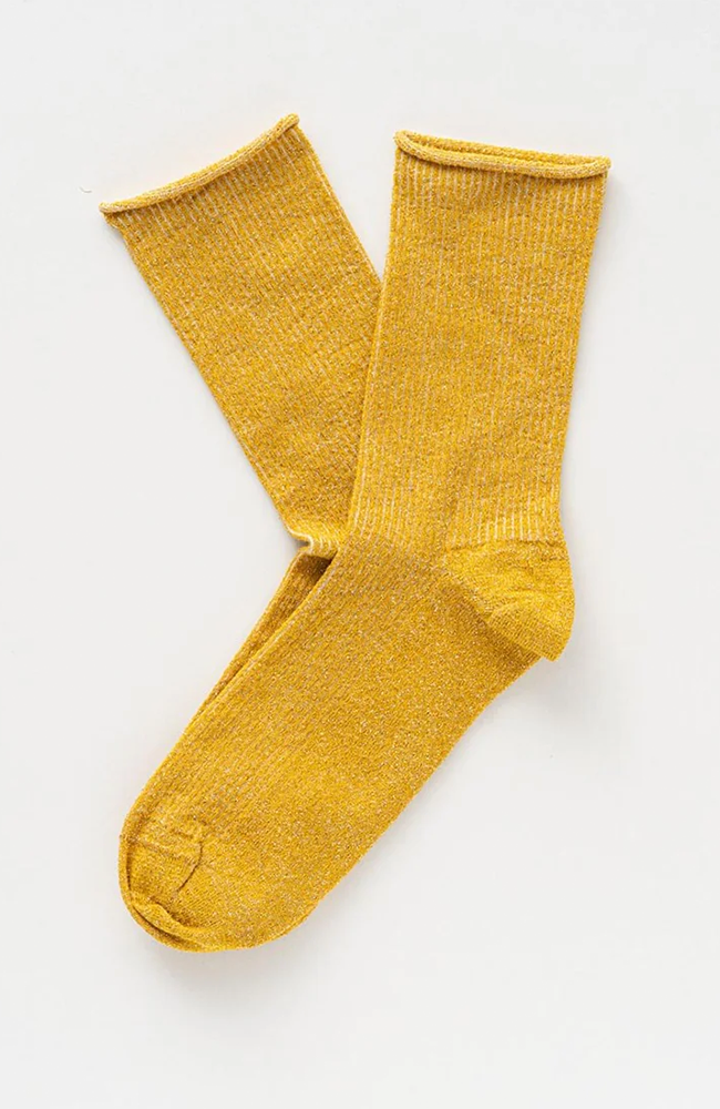Glitter Lurex Socks - Mustard