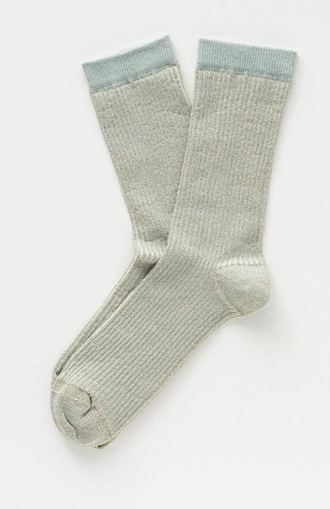 Glitter Lurex Socks - Stripes Grey Mist
