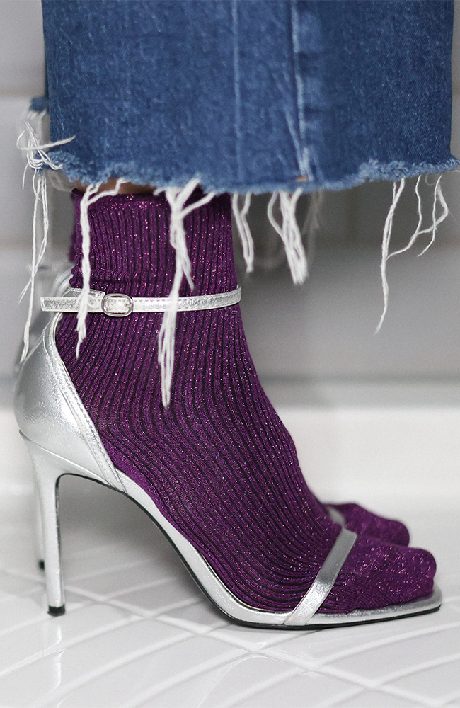 Glitter Lurex Socks - Purple