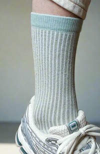 Glitter Lurex Socks - Stripes Grey Mist