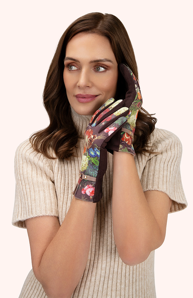 Kylie Faux Suede Gloves - Chocolate