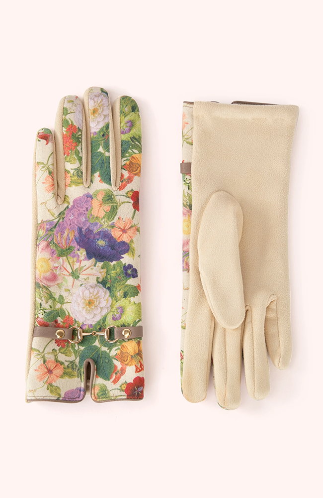 Kylie Faux Suede Gloves - Cream