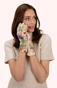 Kylie Faux Suede Gloves - Cream