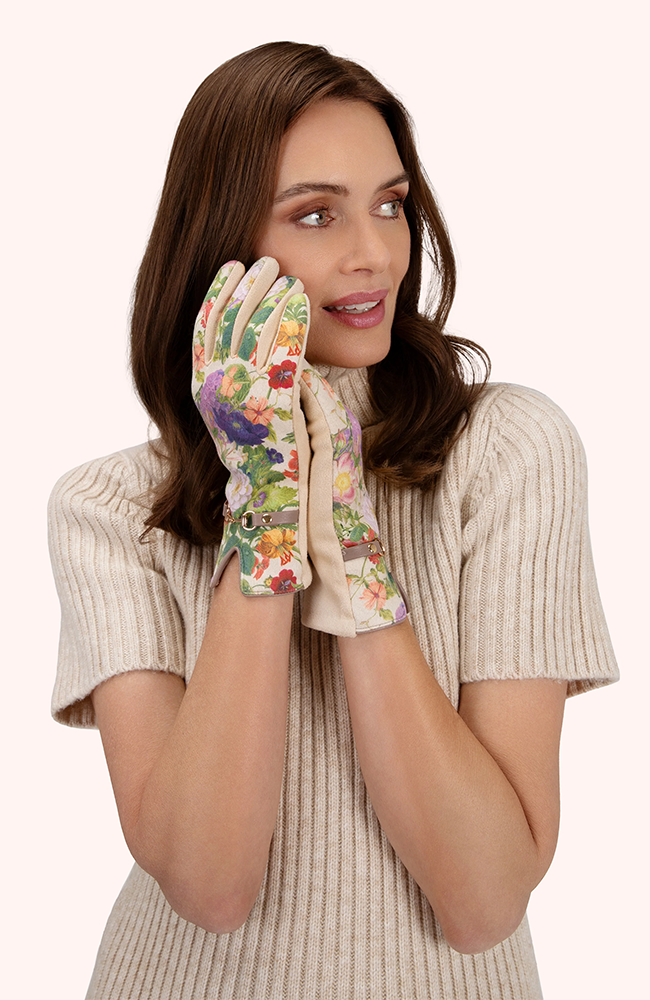 Kylie Faux Suede Gloves - Cream