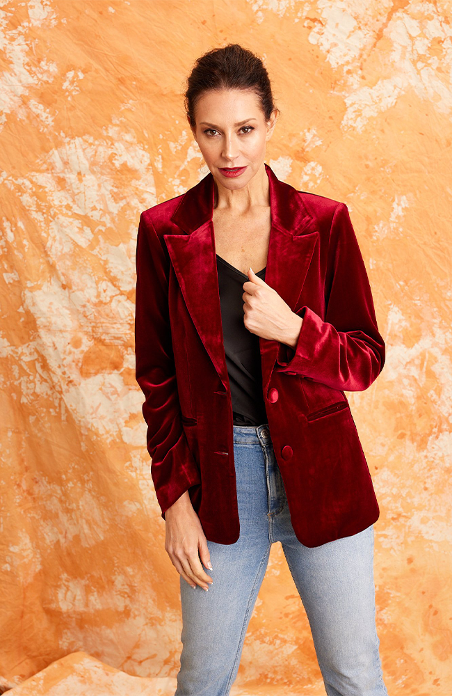 Charvi Velvet Jacket - Red