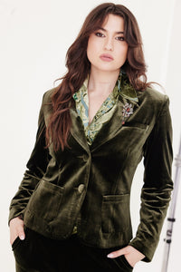Charvi Velvet Jacket - Olive