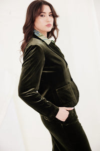 Charvi Velvet Jacket - Olive