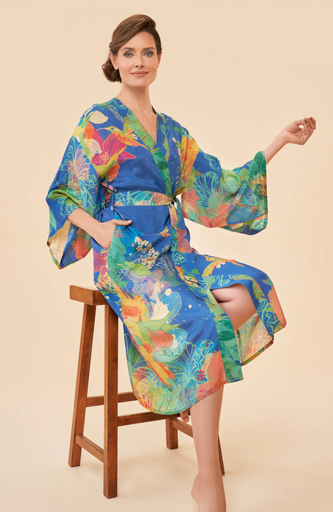 Kimono Gown - Hummingbird, Denim