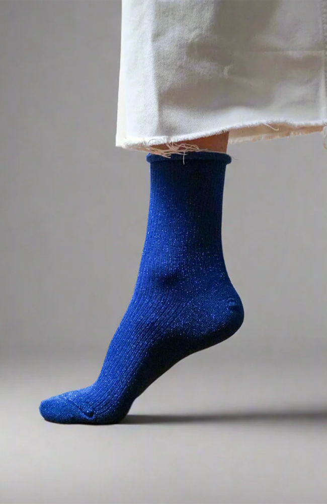 Glitter Lurex Socks - Electric Blue