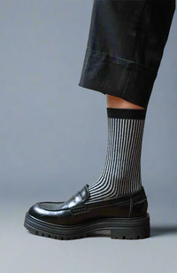 Glitter Lurex Socks - Stripes Black