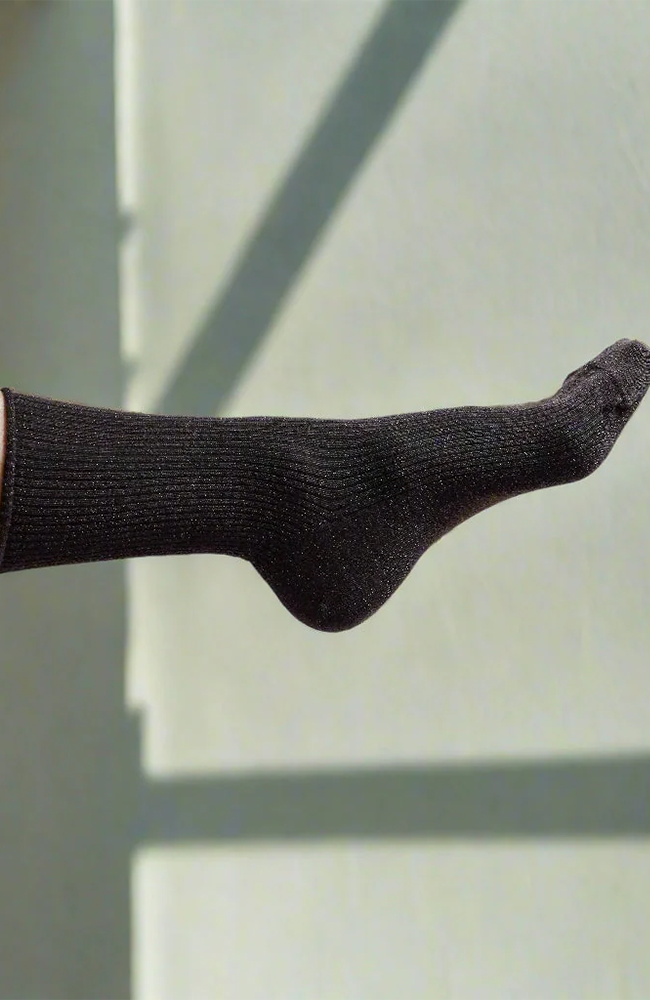 Glitter Lurex Socks - Chocolate Dark Brown