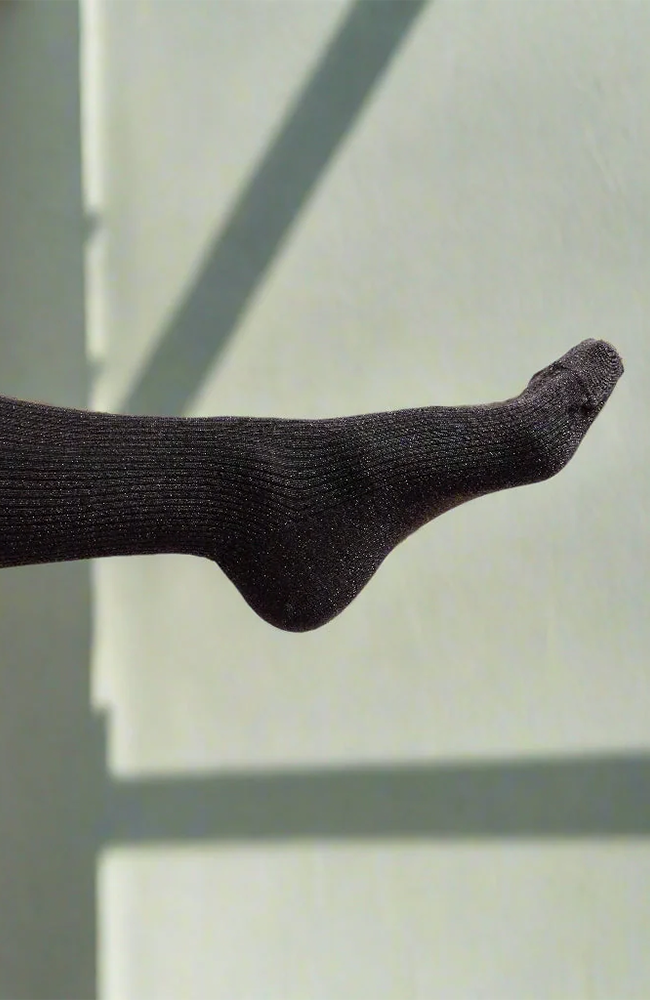 Glitter Lurex Socks - Chocolate Dark Brown