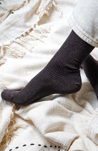 Glitter Lurex Socks - Chocolate Dark Brown