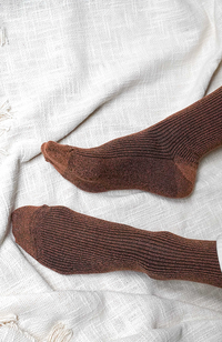 Glitter Lurex Socks - Camel Brown