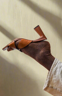 Glitter Lurex Socks - Camel Brown