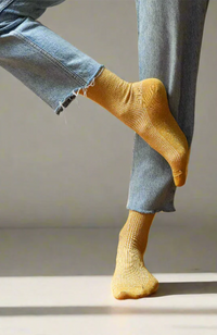 Glitter Lurex Socks - Mustard
