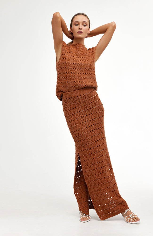 Laura Crochet Skirt - Rust