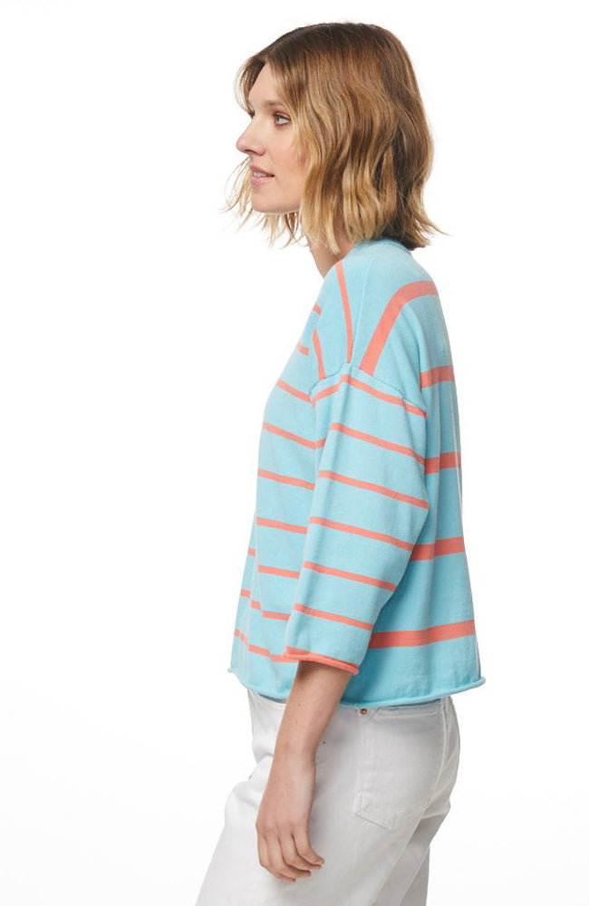 Stripe Detail Top - Aqua