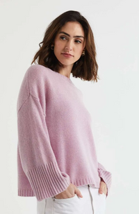 Wide Sleeve Crew Neck Jumper - Iris