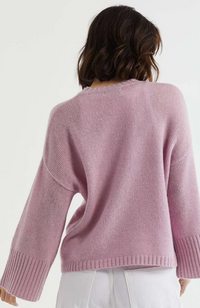 Wide Sleeve Crew Neck Jumper - Iris