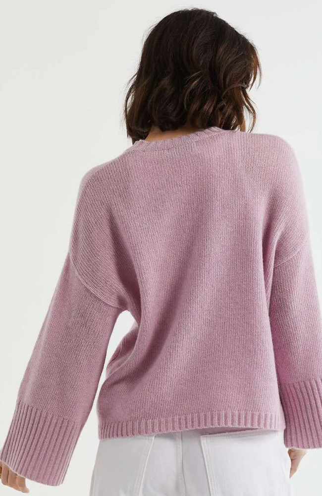 Wide Sleeve Crew Neck Jumper - Iris