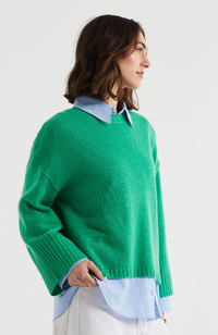 Wide Sleeve Crew Neck Jumper - Parakeet