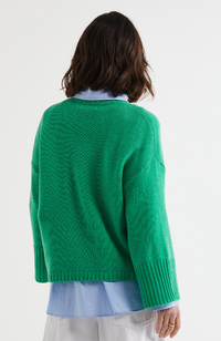 Wide Sleeve Crew Neck Jumper - Parakeet