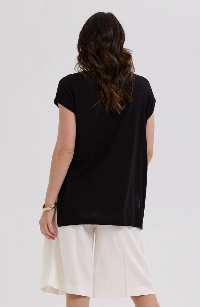Linen Drape Top - Black