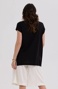 Linen Drape Top - Black