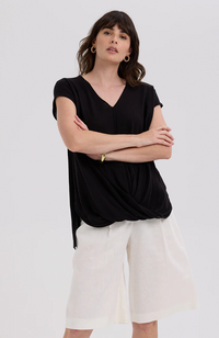 Linen Drape Top - Black