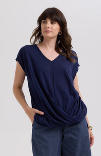 Linen Drape Top - Marine