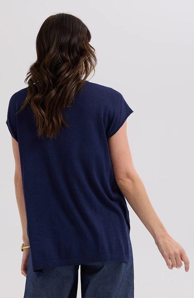 Linen Drape Top - Marine