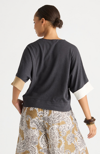 Contrast Cuff Top - Graphite