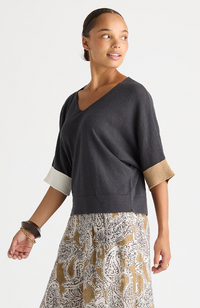 Contrast Cuff Top - Graphite