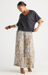 Contrast Cuff Top - Graphite