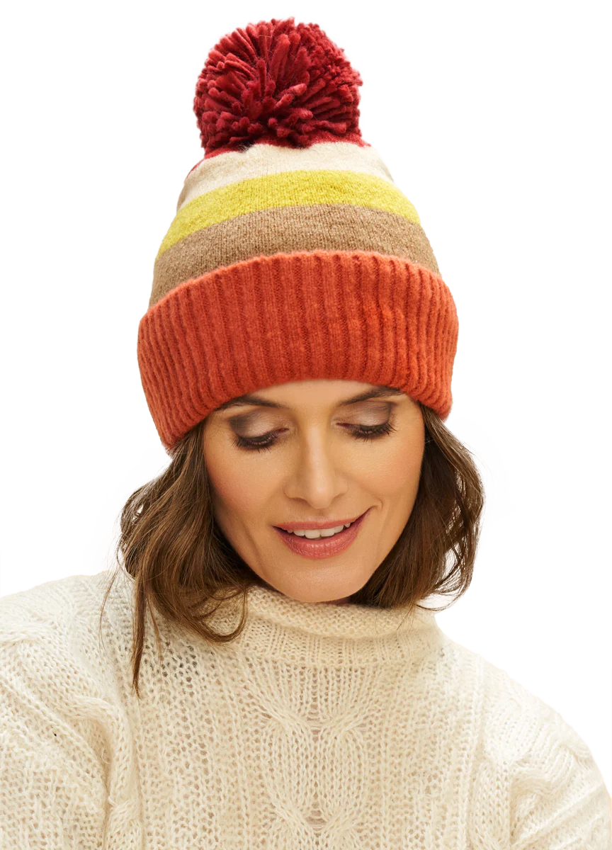 Lilia Bobble Hat - Tangerine