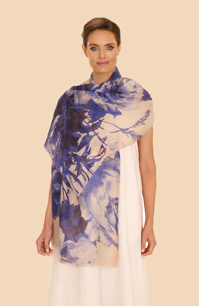 China Blooms Scarf - Blue