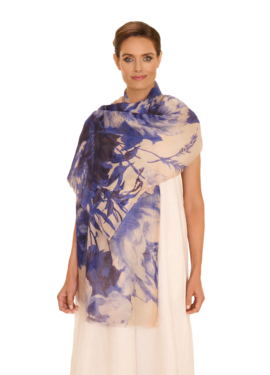 China Blooms Scarf - Blue