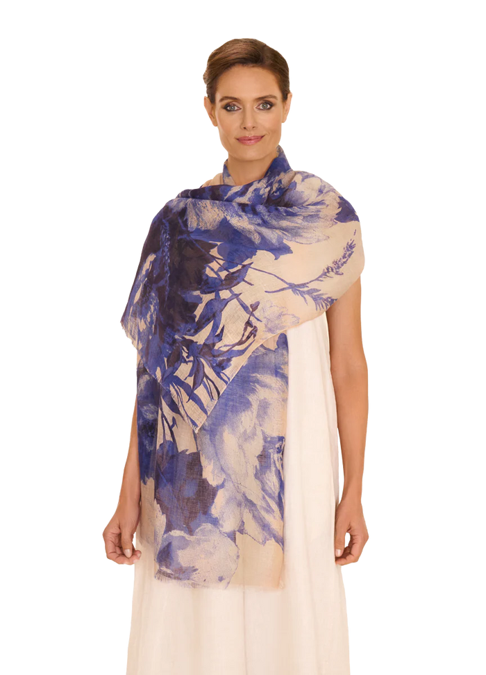 China Blooms Scarf - Blue