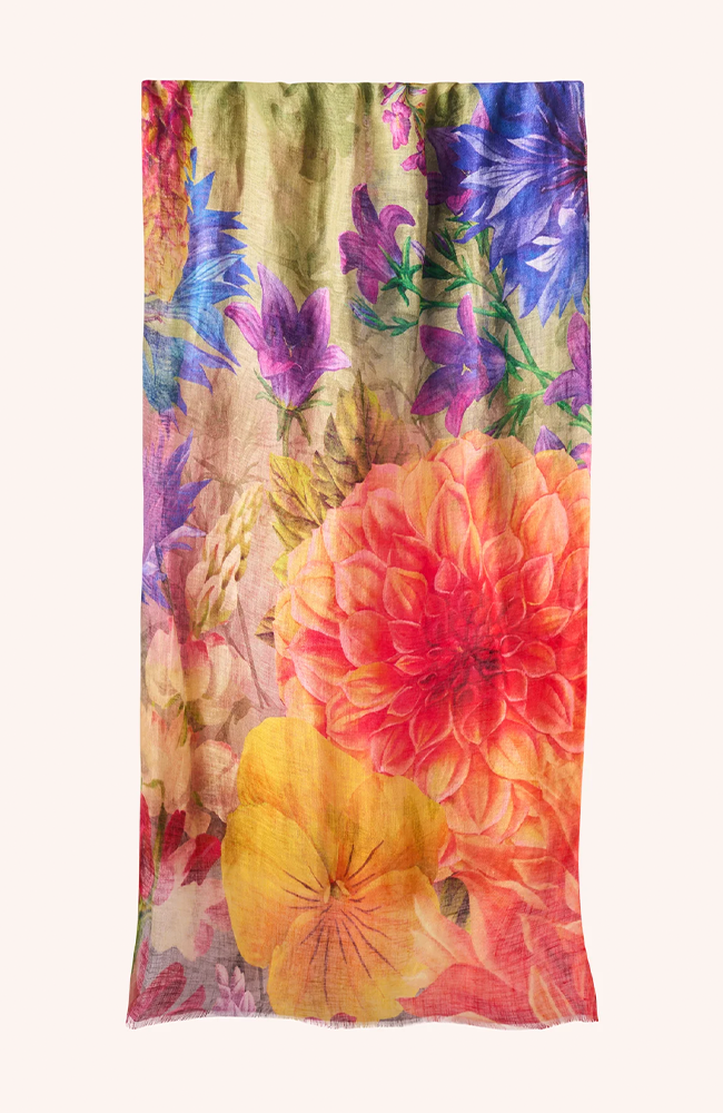 Linen/Cotton Scarf – Bountiful Blooms