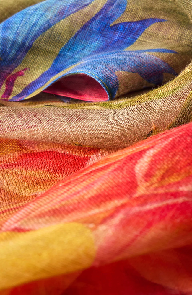 Linen/Cotton Scarf – Bountiful Blooms