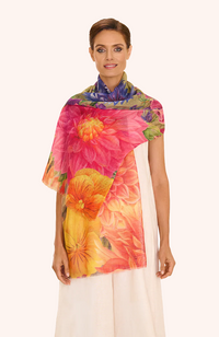 Linen/Cotton Scarf – Bountiful Blooms