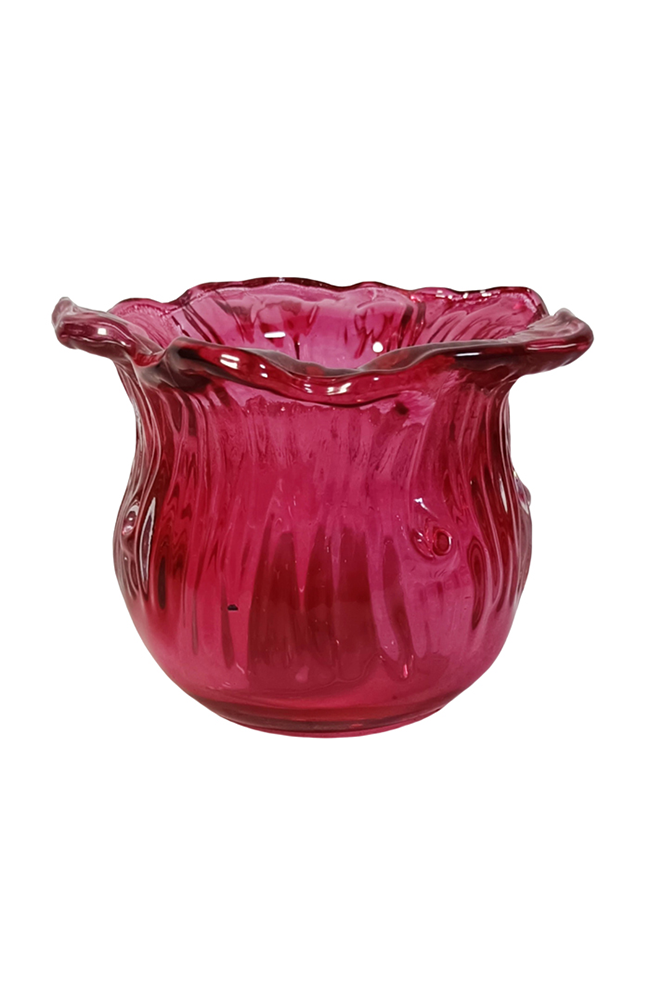 Zina Glass Floral Tealight Small - Pink