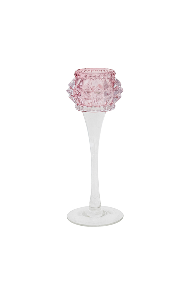 Yvonne Glass Pink/Green Votive - Large