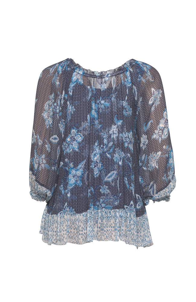 Shibori Blouse - Indigo Multi